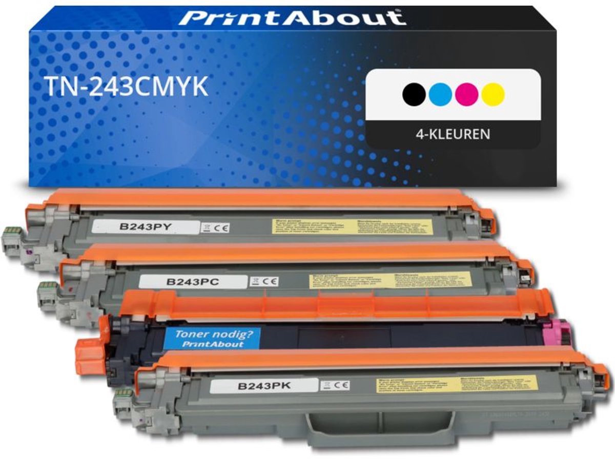 PrintAbout huismerk Toner TN-243CMYK 4-kleuren Multipack geschikt voor Brother