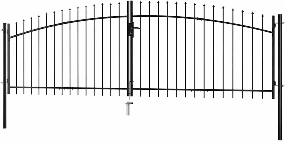 Dubbele Tuinpoort - Dubbele Vleugelpoort - Perceel Afbakenen - Stabiele Stalen Constructie - 400 cm Breed - Zwart