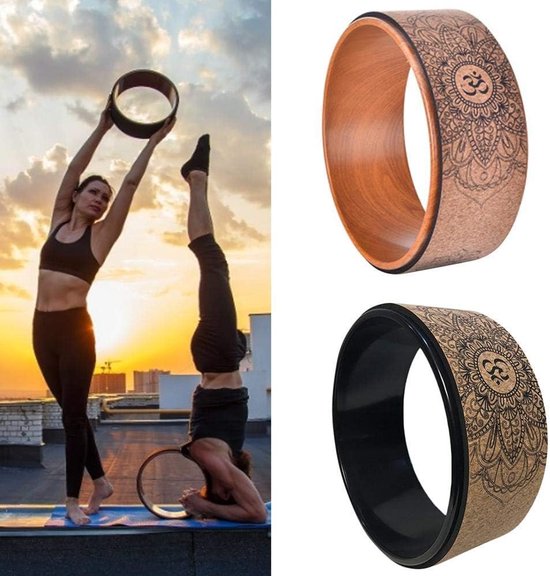 Yoga Wiel - Pilates Cirkel - Rug Buigen - Natuurlijke Kurk - 32 cm Diameter - Zwart — afbeelding 3