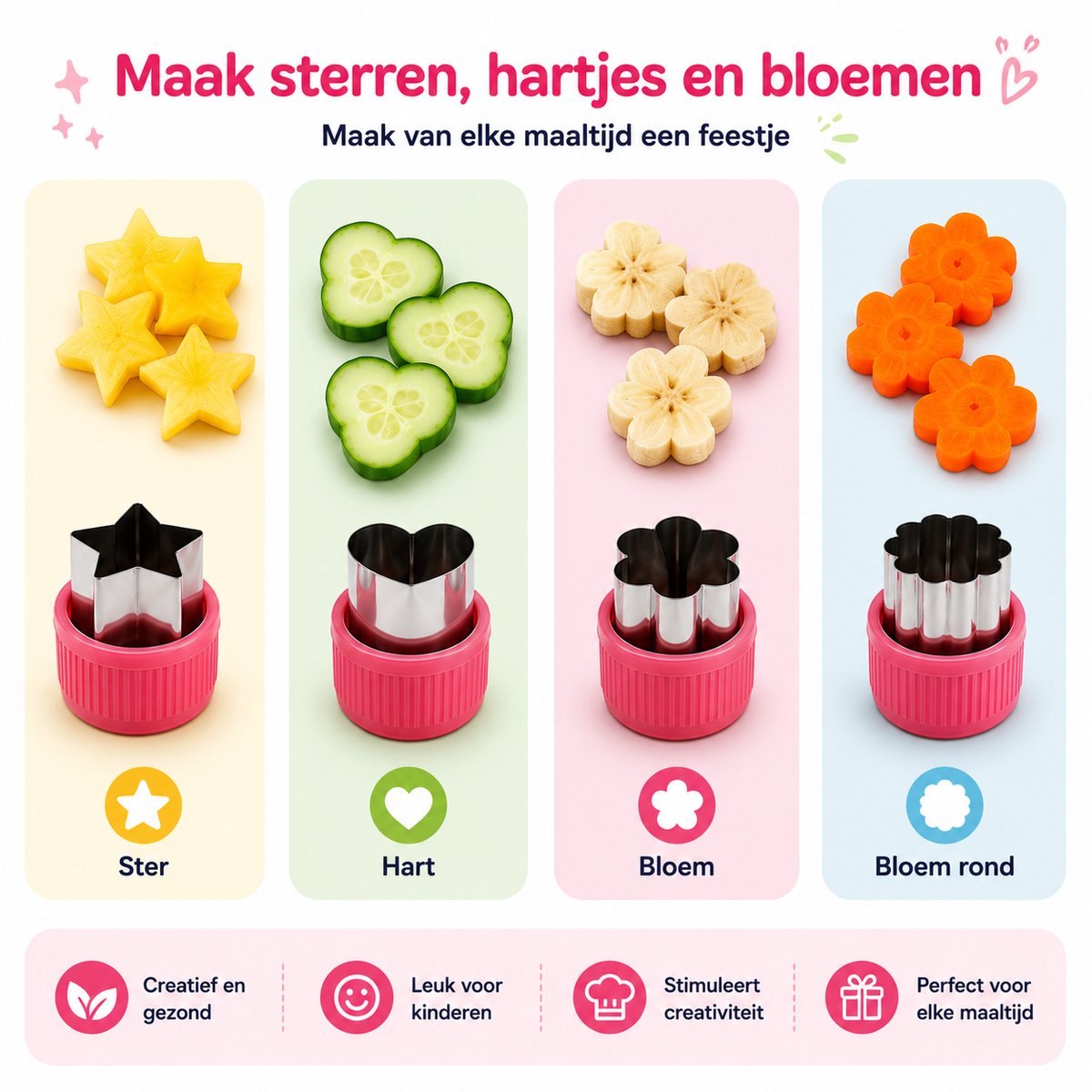 Joybelli® Kinderkeuken Set 14-delig | Kindermessen | Snijplank | Dunschiller | Uitsteekvormpjes | Veilig Kookgerei voor Kinderen — afbeelding 6