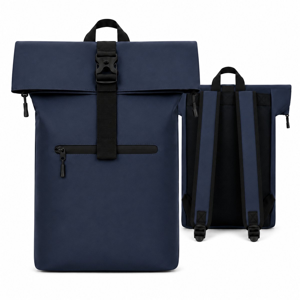 THL Design - Rolltop Rugzak 20 Liter - Laptoptas 15.6 Inch - Schooltas - Rugtas met Laptopvak - Donkerblauw