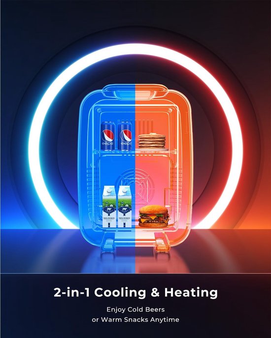 Mini Koelkast 4L - 6 Blikjes - RGB Verlichting - Koelen & Warmhouden - Stil 25 dB - 220V/12V - Voor Gaming, Kantoor en Auto van MINI — afbeelding 3