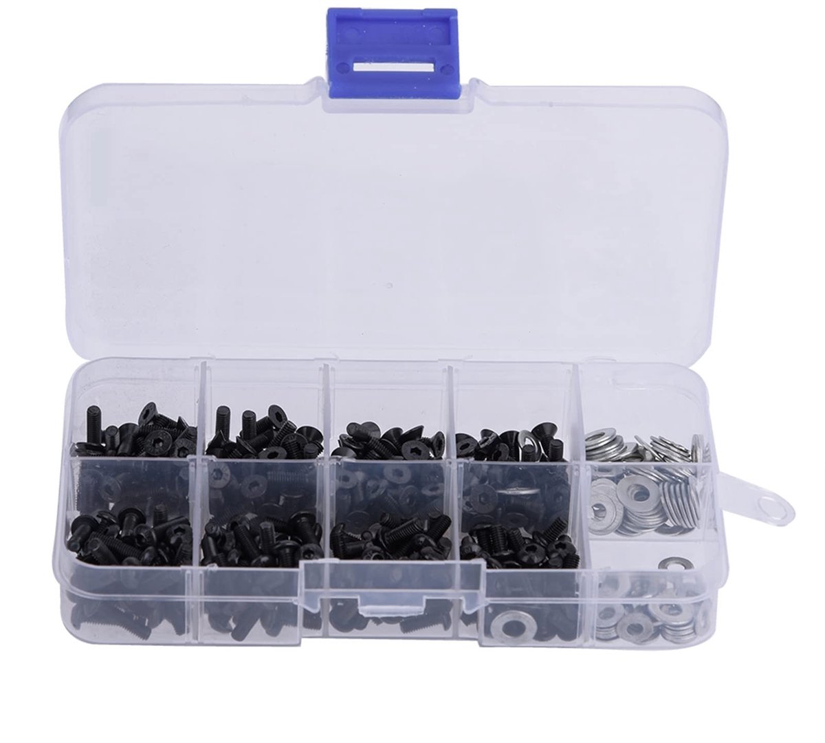 Cosensi- Schroefset 180 Stuks - Platte/Ronde Kop - Gereedschapsset - Stalen Schroeven - Voor 1/10 HSP RC Auto - Inclusief Sluitringen