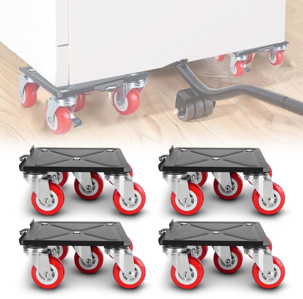 Cosensi- Meubelrol 3000 kg - Robuuste Transportrol - Zware Wielen - Stalen Basis - Breekvoeten met Rubberbuffers - Voor Houten/Tegels/Tapijt - Transportwagen