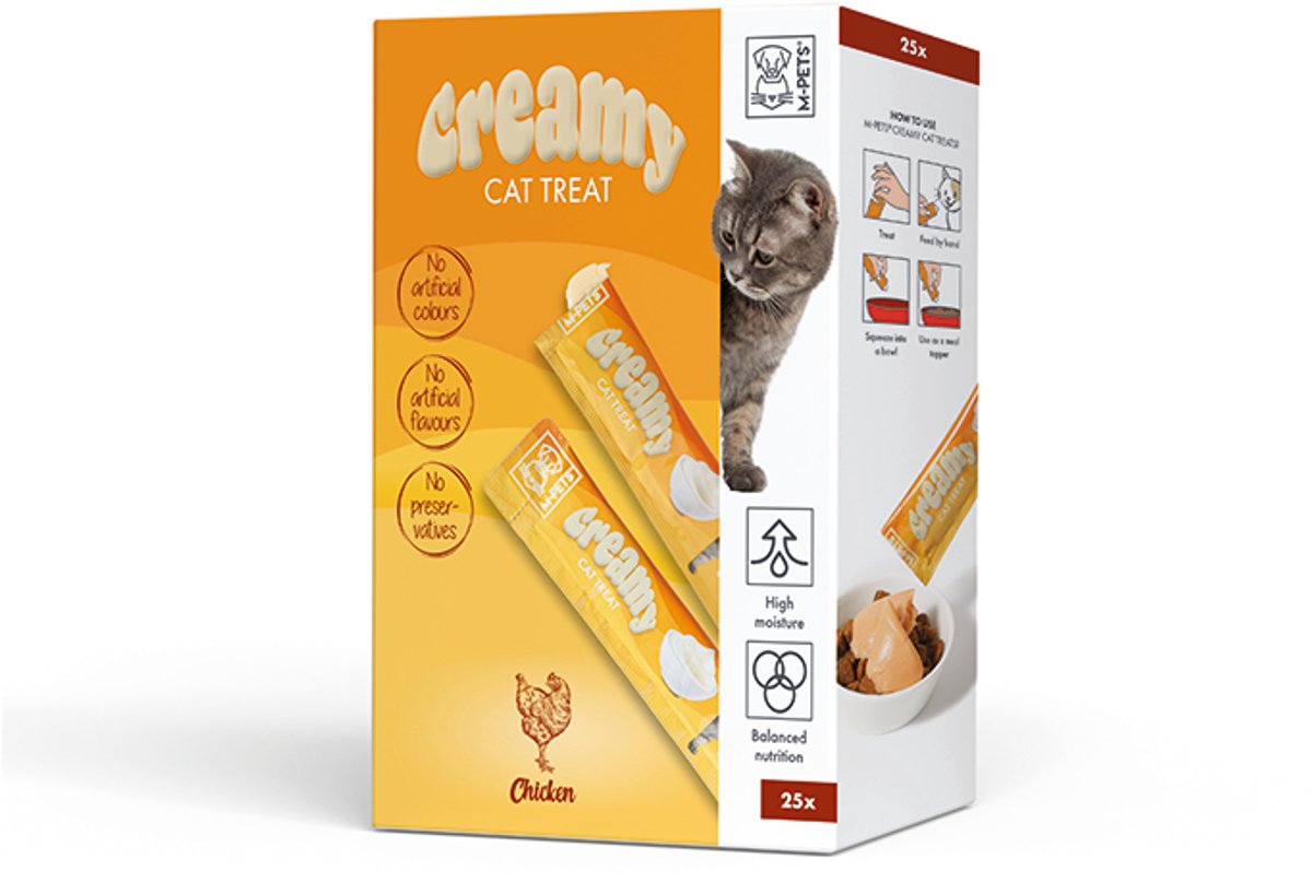 M-PETS Creamy kat traktatiepakket - kip 25x15g