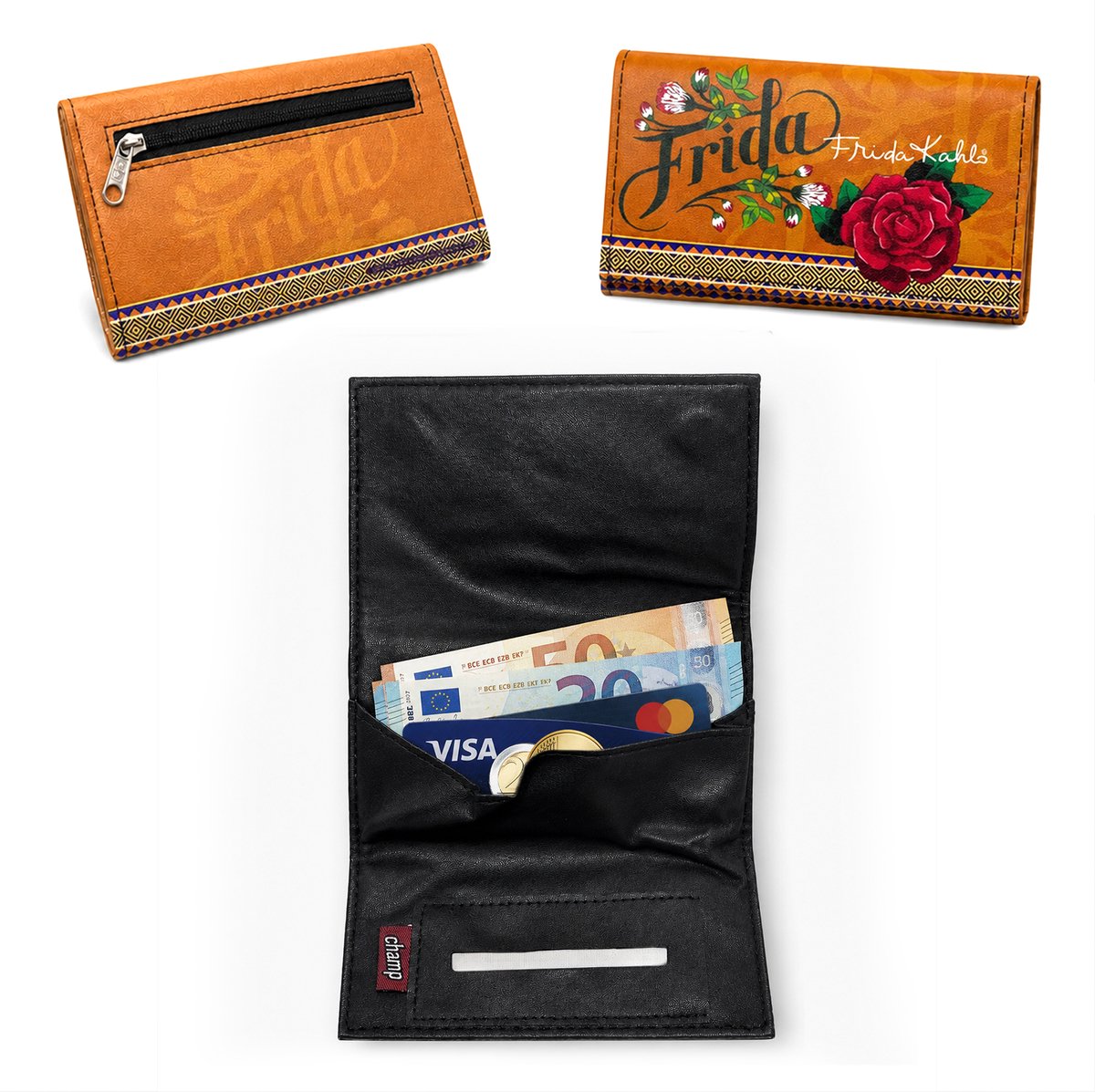 Frida Kahlo Shag Etui - Tabak Etui - Kunstleer - Unisex - Shag Mapje - Oranje