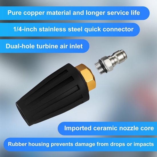 SnelShoppen - Lyreh Turbo Spraykop Hogedrukreiniger, Premium 360 Graden Draaibare Spraykop met 5 Hogedrukreiniger Tips, Praktische Accessoires voor Au van Snelshoppen — afbeelding 5