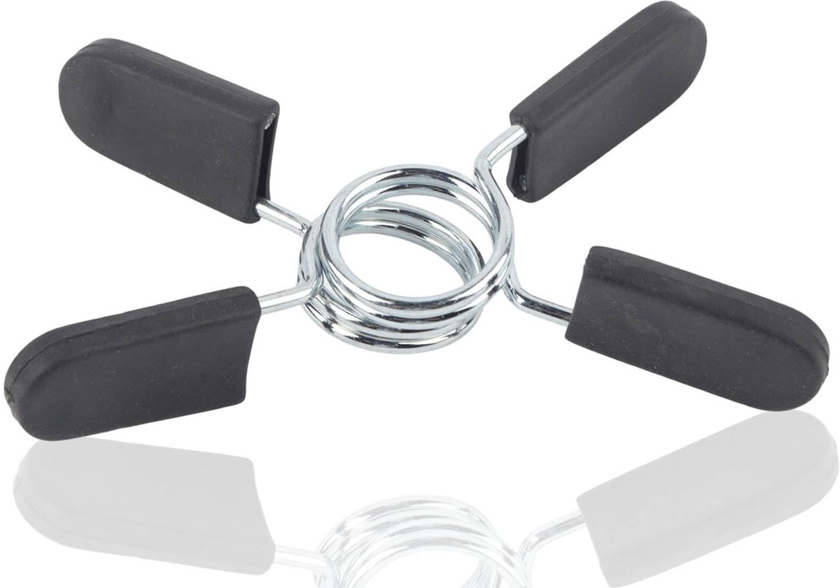 Dailygoods- Gewichtsclips 2 Stuks - Veerstaal Klemmen - Halter Klemmen - Rubber Grip - 25mm Barbell Clips - Schokbestendig en Duurzaam - Halterklemmen
