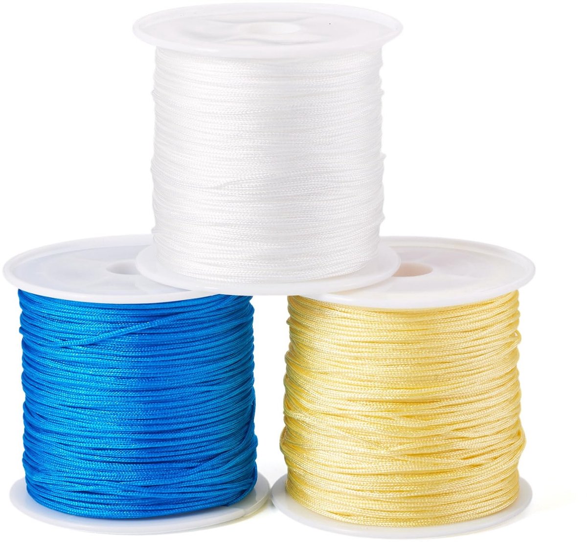 Dailygoods- Nylon Koord 3 Rollen - Nylon Kralenkoord - Sieraden Maken - Gevlochten Koord - 0,8 mm Diameter - 38-40 m/Rol - Sieradenkoord
