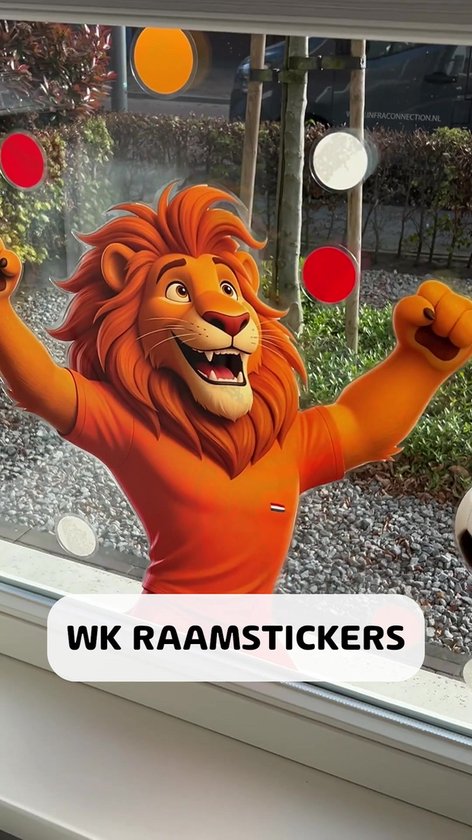 Raamstickers WK voetbal 2026 herbruikbaar – Small formaat - Raamdecoratie Wereldkampioenschap - Hup Holland Hup Versiering