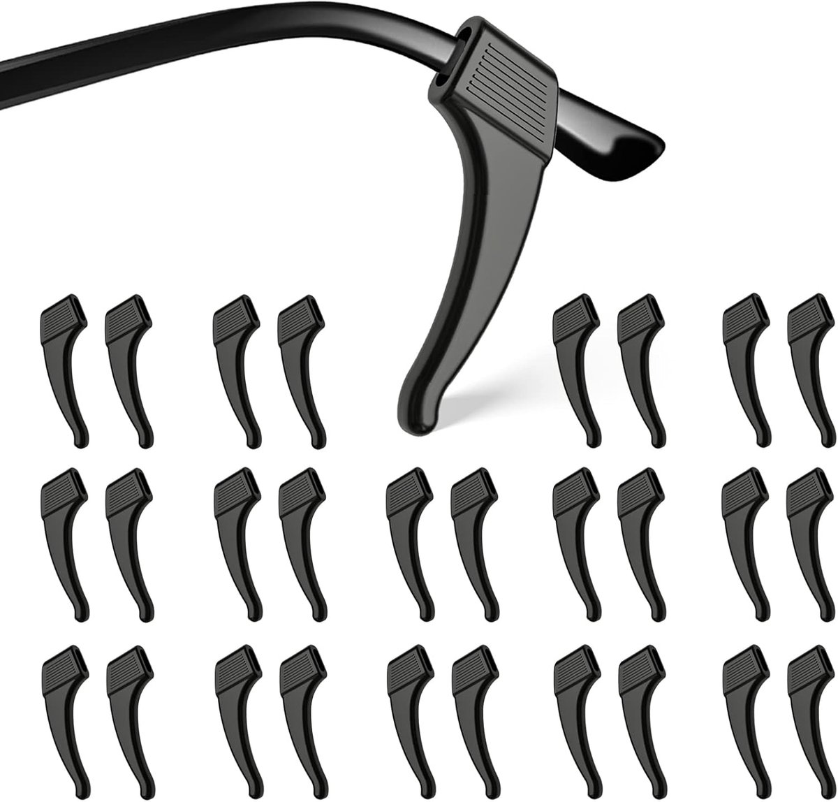 20 paar antislip bril oorklem haakjes, comfortabele siliconen elastische brilpoot uiteinden houder - voor bril zonnebril brillen (zwart)