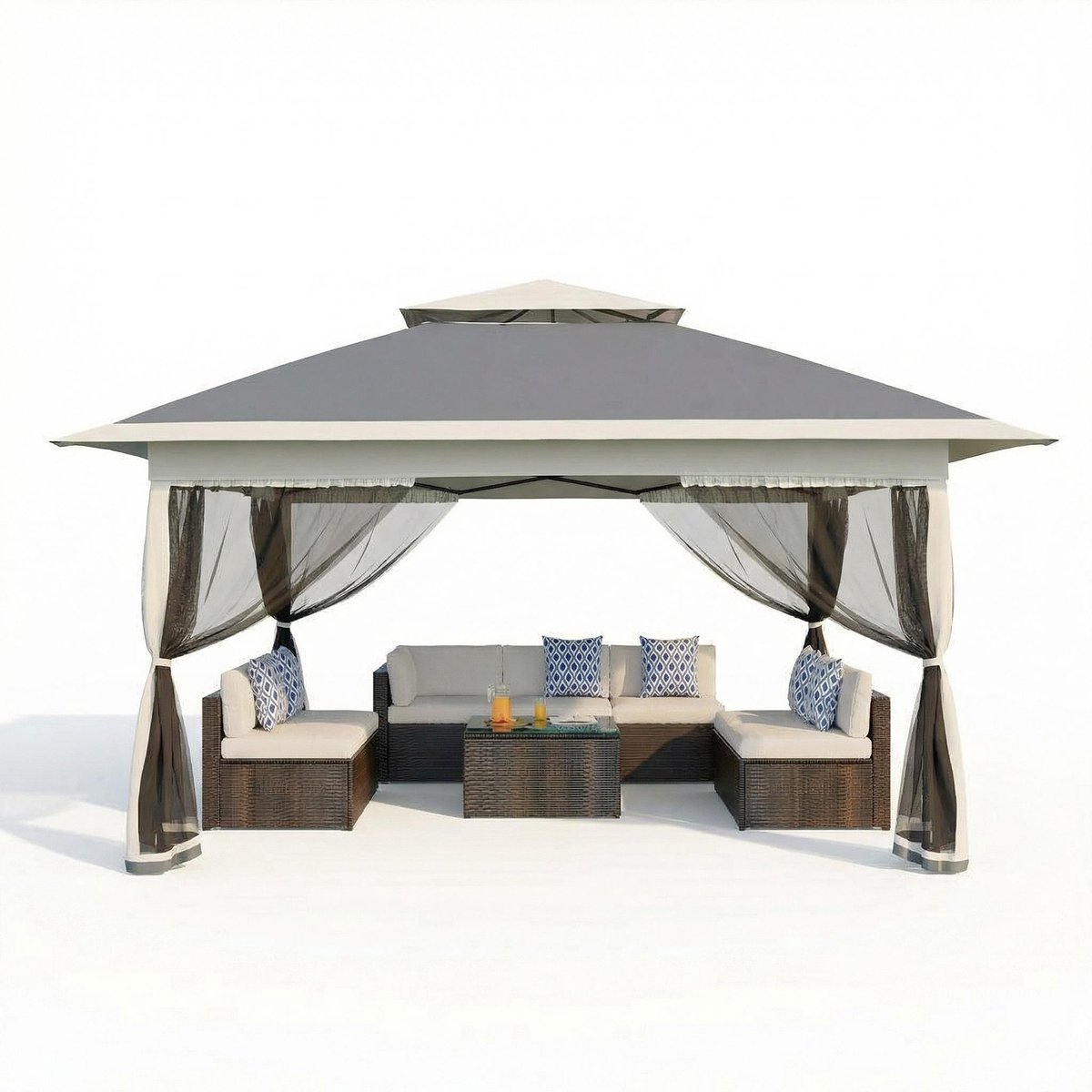 Jently partytent - partytent 3x3 - waterdichte partytent - in hoogte verstelbaar - draagbaar - met afneembare zijwanden - grijs