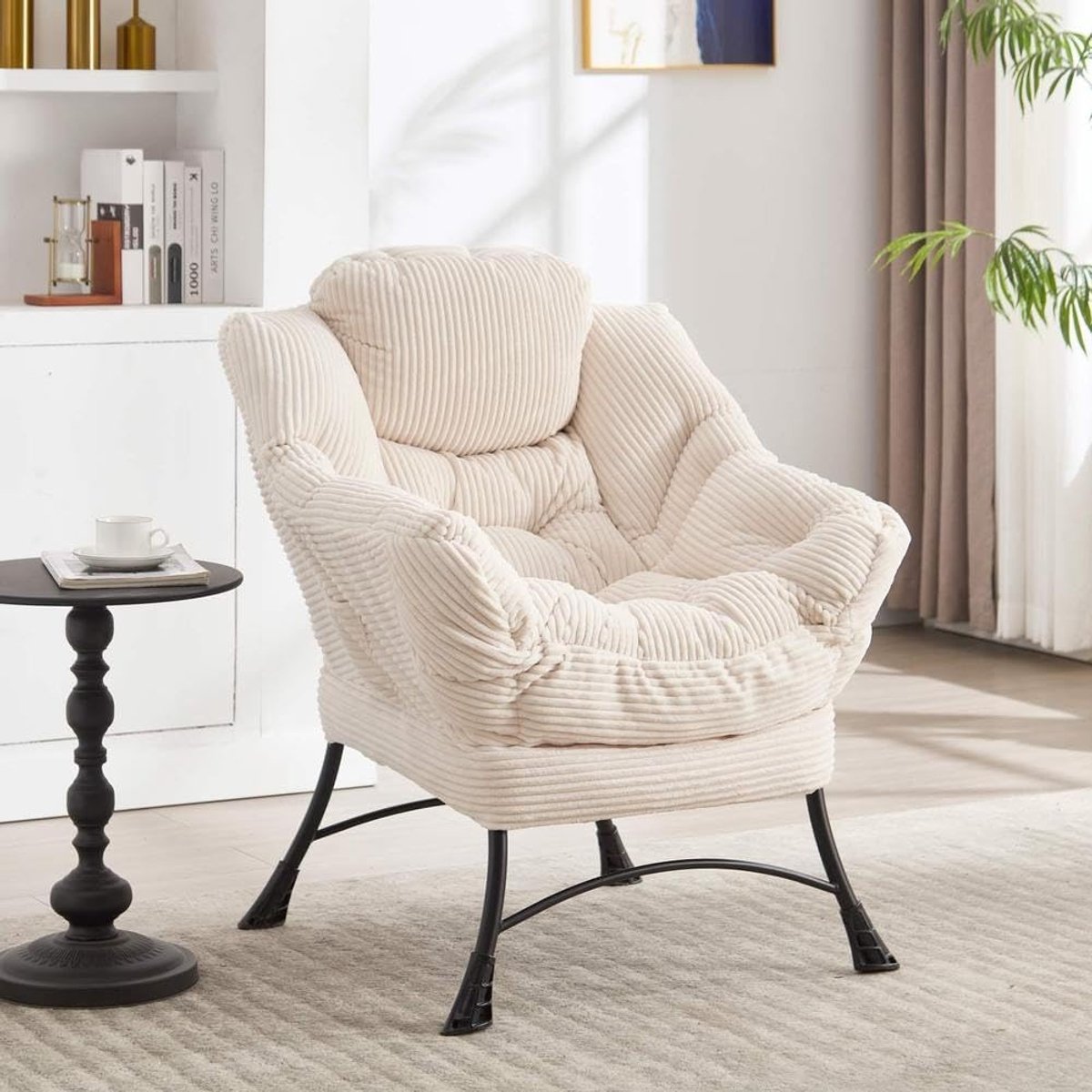 ErgoLuxe Comfort Relaxfauteuil met Ottoman – Ergonomische Lesstoel met Voetenbank, Armleuningen, Compact Design voor Kleine Ruimtes, Luxe Leesstoel voor Woonkamer & Slaapkamer