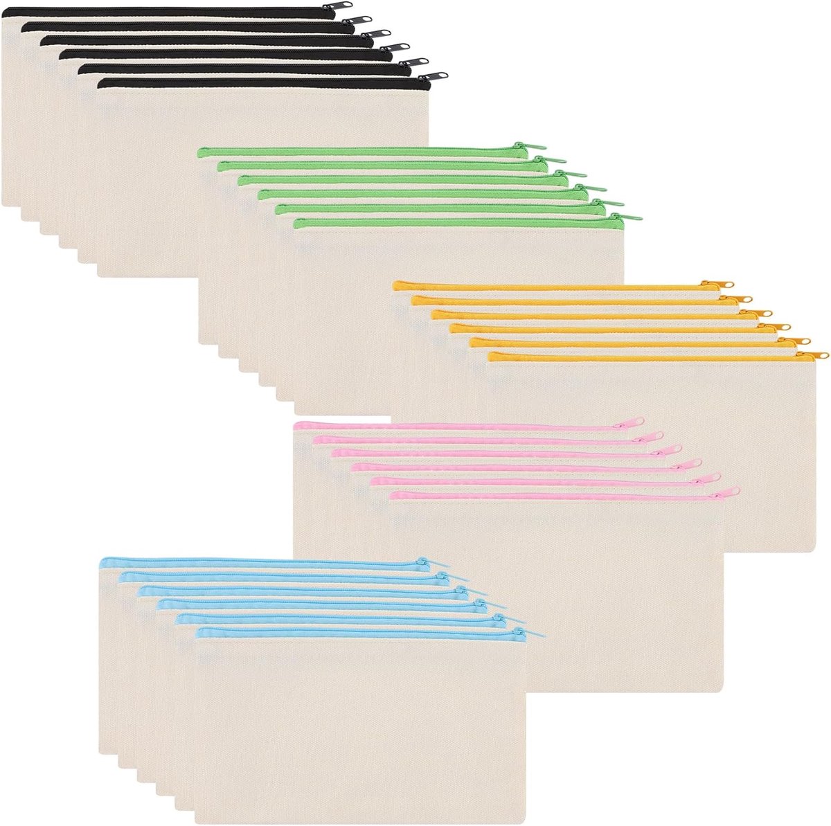 VHV - Etui set - Pennenetui - Pennenzak - 30-delige etui set - Tasjes met rits - Klassikale etui set - Schrijfwaren tasjes - Opbergetui school - Voor school - Voor klaslokaal - Voor hobby
