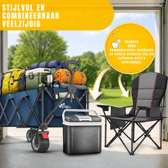 QUOVO® Bolderkar Opvouwbaar Luchtbanden - Bolderkar - Bolderkar Opvouwbaar - Blauw - 121cm x 68cm x 112cm van Quovo — afbeelding 3