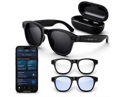 Vosoi Smart Bril met Camera - AI Smart Glasses - Slimme Bril met 8MP Camera - Ai bril - 3 Sets glazen - Inc. Oplaadhoes - Spycam - Spy Camera WiFi met App