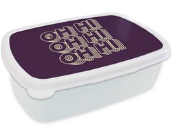 Broodtrommel Wit - Lunchbox Oh hi - Paars - 3D - Brooddoos 18x12x6 cm - Brood lunch box - Broodtrommels voor kinderen en volwassenen