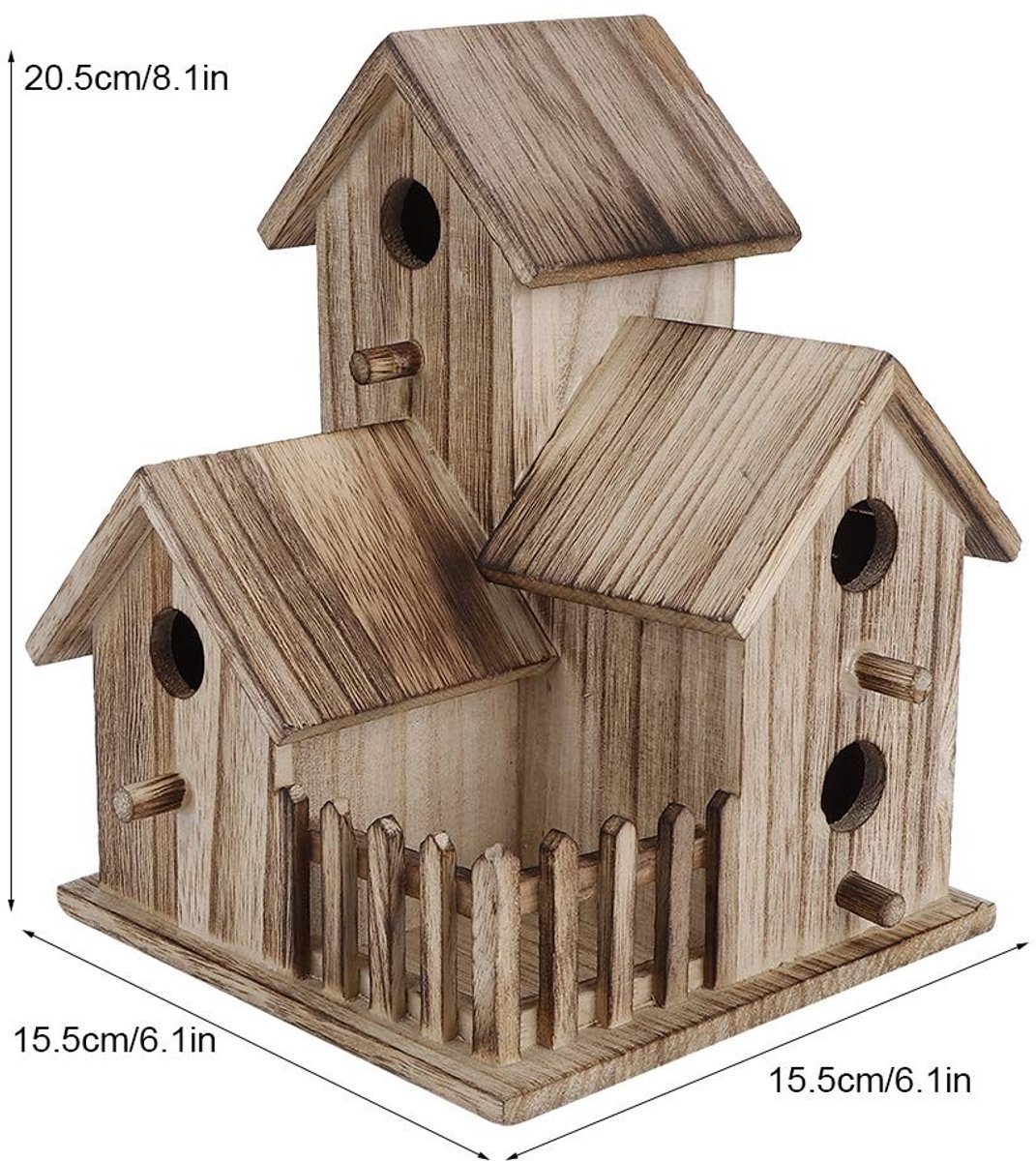 Dailygoods- Vogelhuisje 3-laags - Houten Vogelhuisje - Waterdicht - Decoratief - Veilig voor Babyvogels - Duurzaam Materiaal - Nestkast