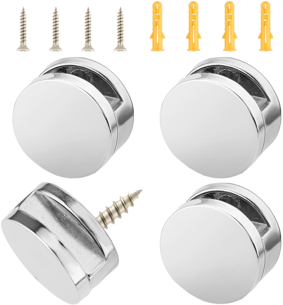Dailygoods- Spiegel Montage Clips Complete Set - Wandmontage - Metaal/Kunststof - 4 Stuks