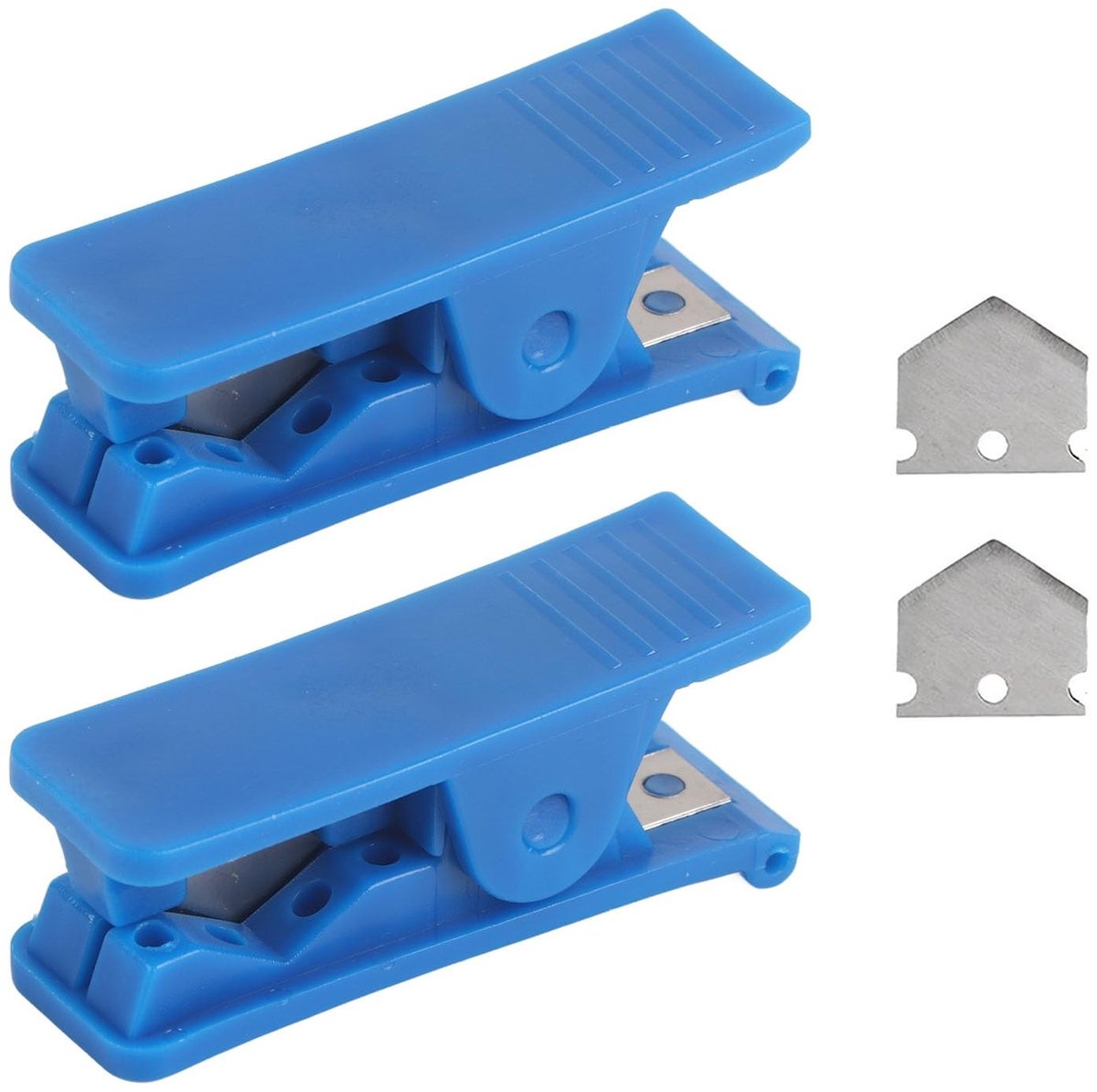 Dailygoods- Pijpsnijder Professionele Set - 2 Stuks Ratel Snijder - PVC/PU/Plastic Slangsnijder - Reservemessen - ABS/Metaal - Olielekkage Preventie