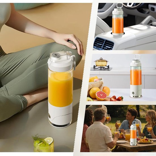 Draagbare Blender - Smoothie Maker - Verse Drankjes Maken - 6 RVS Bladen - 650ml - Wit — afbeelding 3