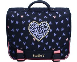 Studio V Heart To Heart Boekentas - Schooltas Meisjes - 20,1 liter - 33 x 38 x 16 cm - Polyester - Blauw