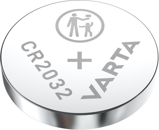 Varta CR2032 lithium knoopcel batterij met kinderbeveiliging.