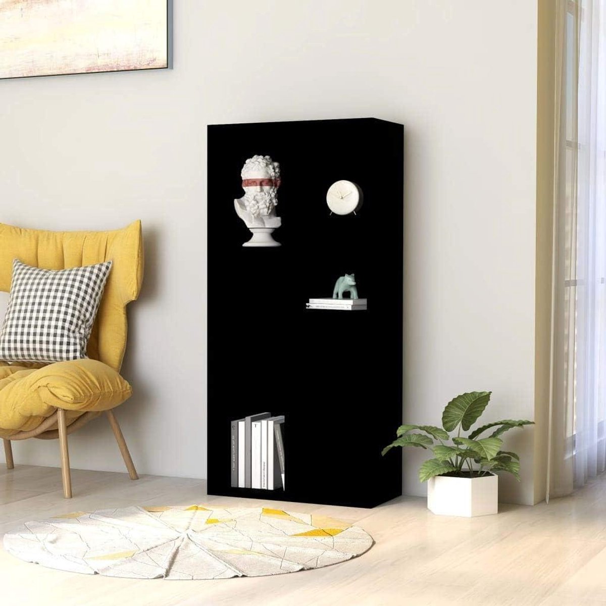 Opbergplank - Boekenkast rek - Kantoor organiseren - Trapezium vorm - 50 x 25 x 106 cm - Zwart