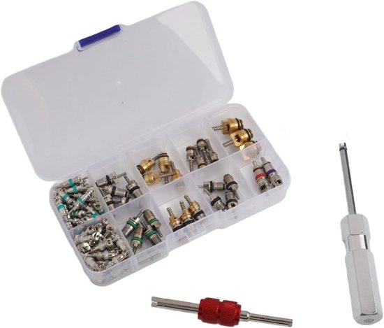 Klepkern Set - Ventiel Reparatie - Auto Airco Onderhoud - Aluminium Messing - 102 Stuks - Transparant — afbeelding 5