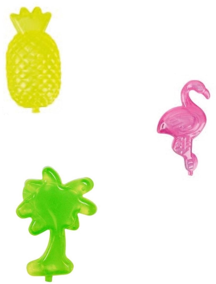 IJsblokjes – 15 Stuks – Herbruikbaar - Tropisch Design – Palmboom, Ananas en Flamingo