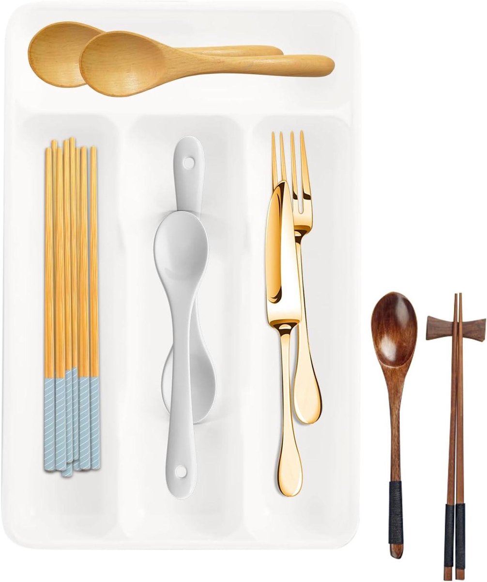 Besteklade Organizer - Lade Indeler - Keuken Ordenen - Modulair Verstelbaar - 27 cm - Wit