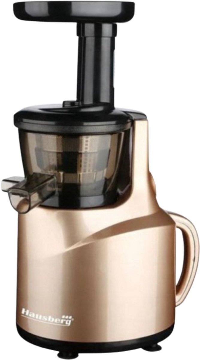 Hausberg HB‑7519 Slowjuicer – 150W – Cold Press – Extra Brede Vulopening – Dubbel Filter – Koperen Motor – Goud