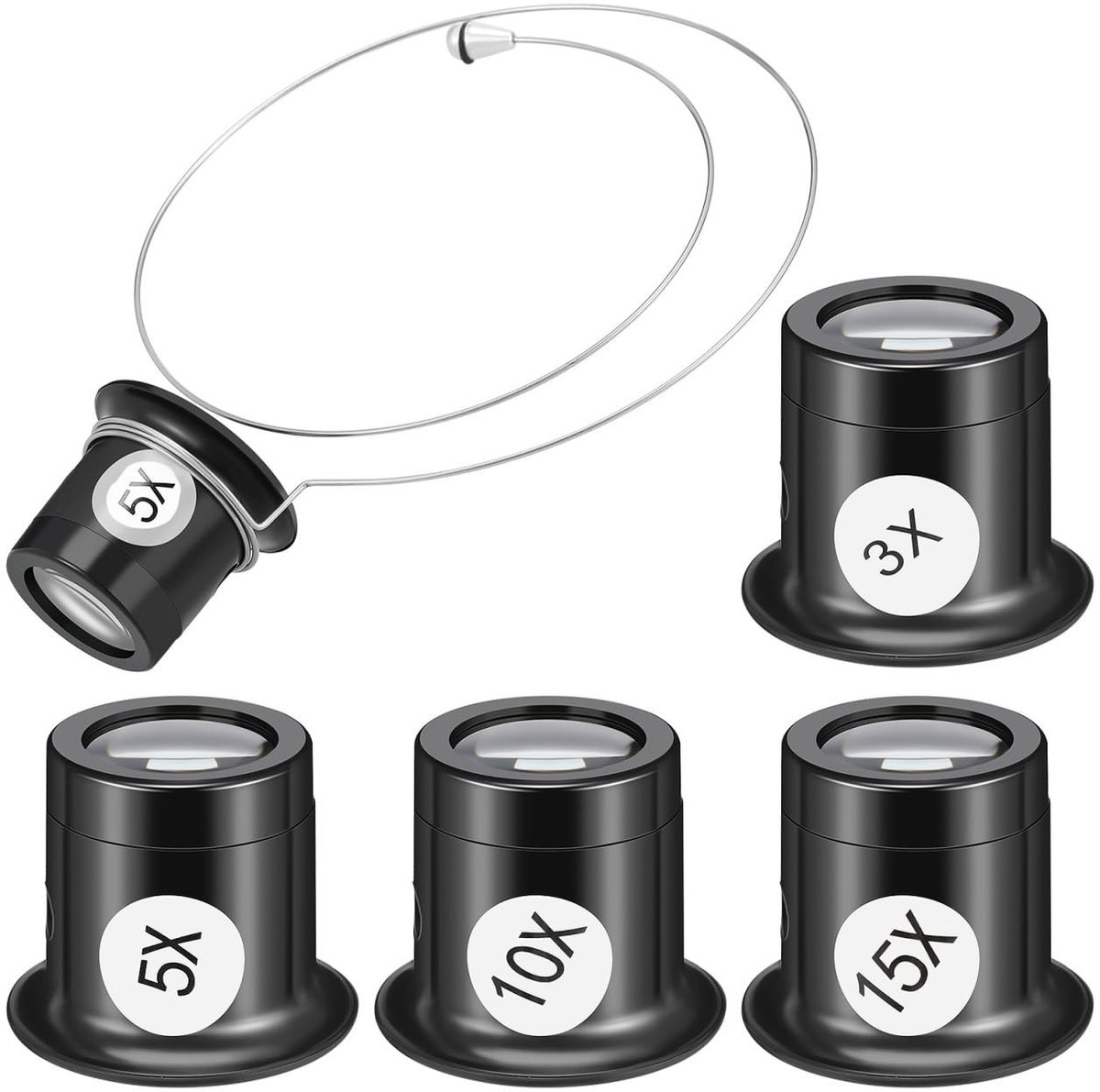 BRENZOOS- Vergrootglas met stalen beugels - Juweliersvergrootglas - Draagbaar - 4x Vergrootglas - Geschikt voor horlogemakers - Afmetingen 3,90 x 3,80 x 3,80 cm - Juweliersloep