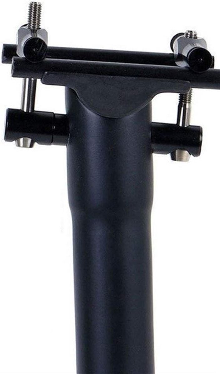Verende Zadelpen - Fietszadelpen Koolstofvezel - Comfortabel Fietsen - Lichtgewicht Titanium Schroeven - 316 x 300 mm - Mat Zwart