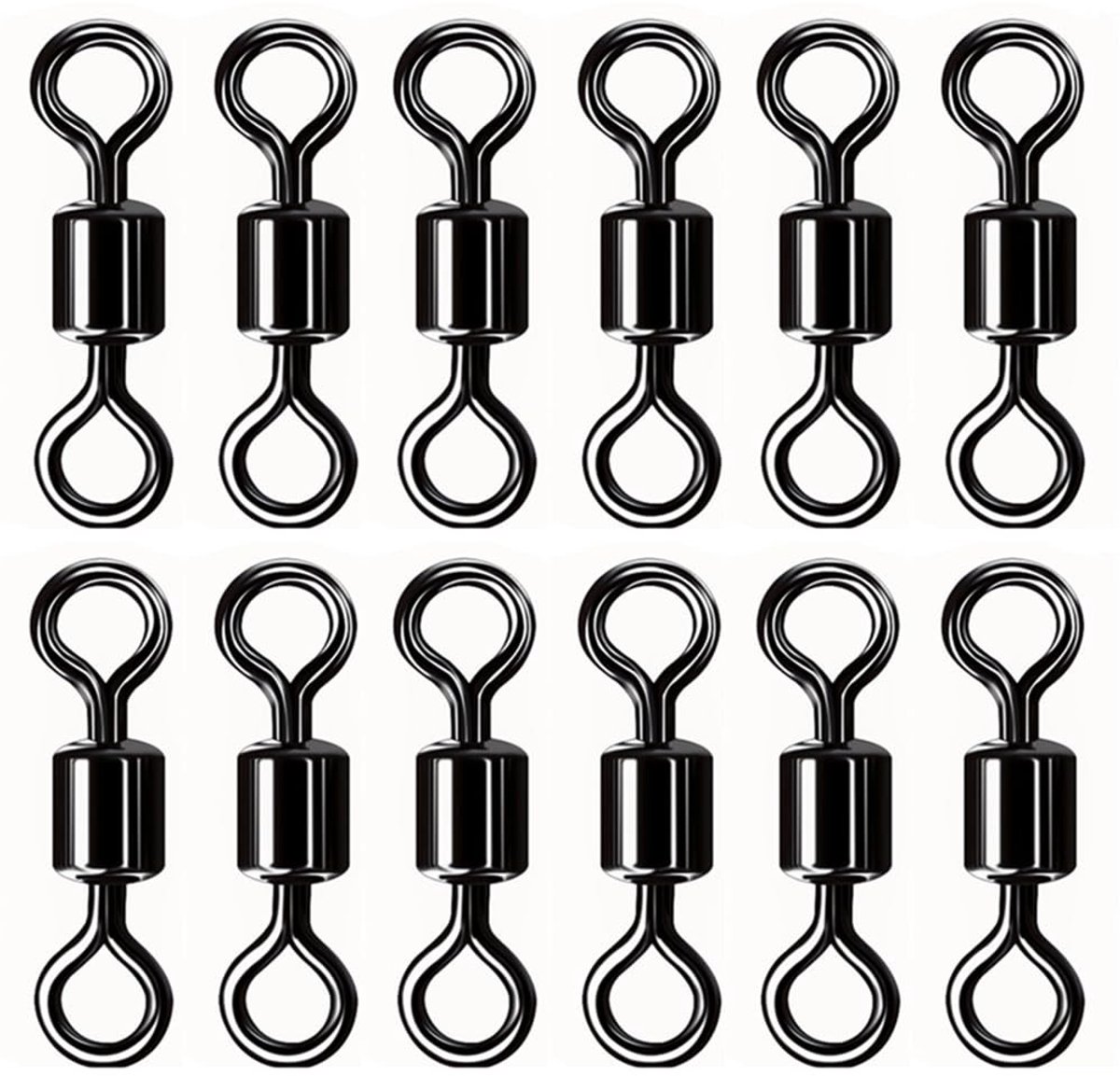 JHUBERS- Vissen Swivels 100 Stks - Hoge Sterkte - Zwart - Connector - Zoutwater/Zetwater - 360° Flexibele Rotatie - Visconnector