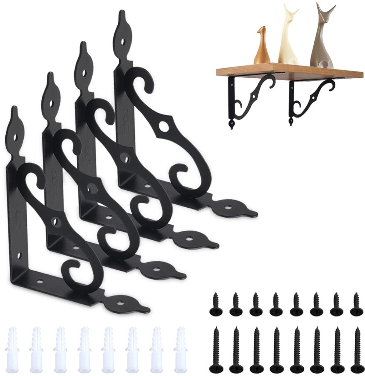 JHUBERS- Plankdrager Zwart - Inklapbare Plankdrager - Plankdragers Metaal - Planksteunpennen - Zware Constructie - 140 x 110 mm - Planksteun