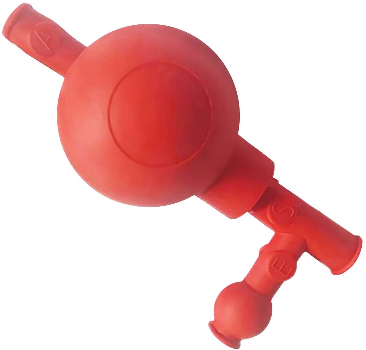 BRENZOOS- Zuigbal Drieweg - Kwantitatieve Zuigbal - Pipetvulling - Rubber - Rood - 3-weg ontwerp - Pipet