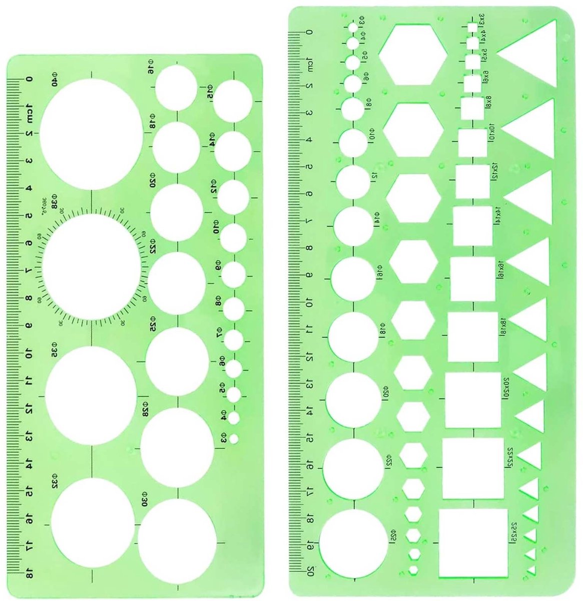 SOUQONE- Cirkelsjabloon - Geometrische Stencil - Tekensjablonen - Meetsjablonen - Hoogwaardig Plastic - Duidelijke Schaal - Tekenstencil