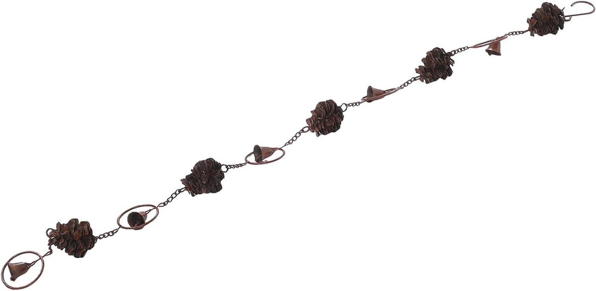 Regenketting - Dennenappel Ketting - Waterafvoer Tuin - Roestbestendig Ijzer - 113 cm - Bruin Koper