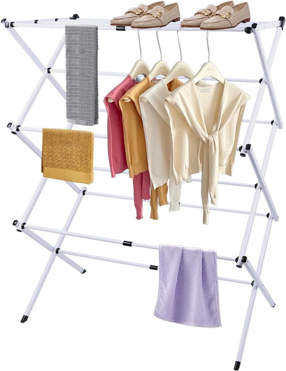 Droogrek - Wasdroger rek - Kleding drogen - Opvouwbaar en uittrekbaar - 75 cm breed - Zwar