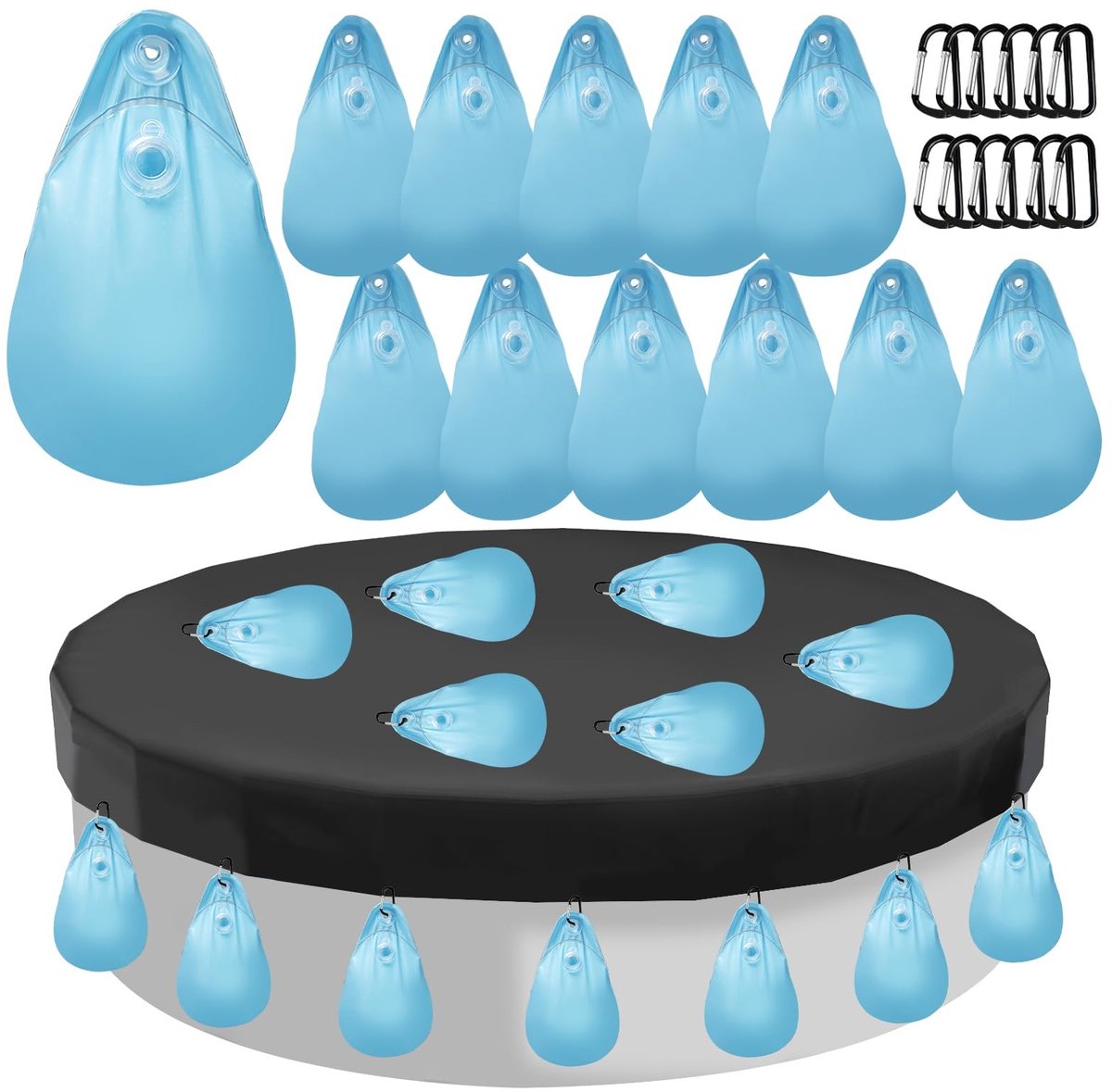 LIVIA HOME- Zwembadwaterzakken 12 stuks - Zware Waterzakken - PE Materiaal - Waterdicht - Koudebestendig - 23 x 34,3 cm