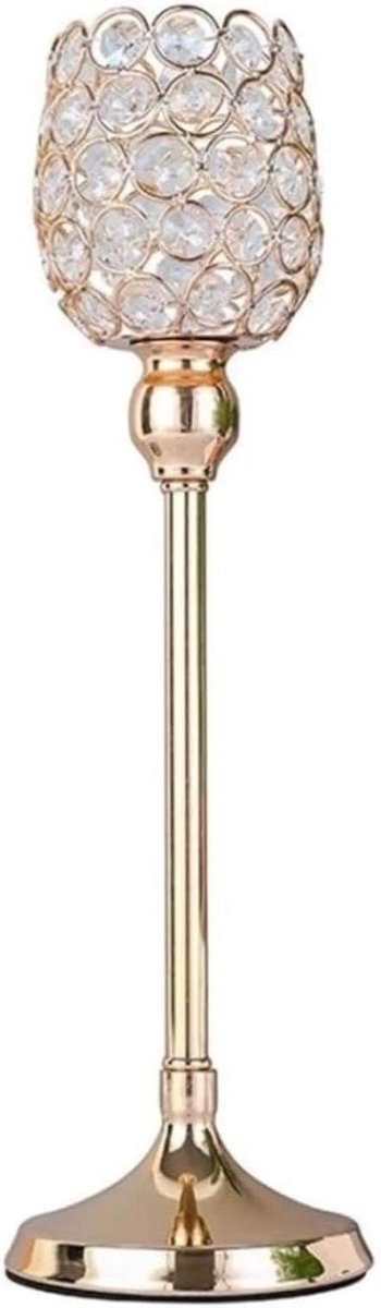 Metalen Kandelaar - Theelichthouder Decoratie - Sfeervol Huis - Robuust Smeedijzer - 38 cm Hoog - Zwart