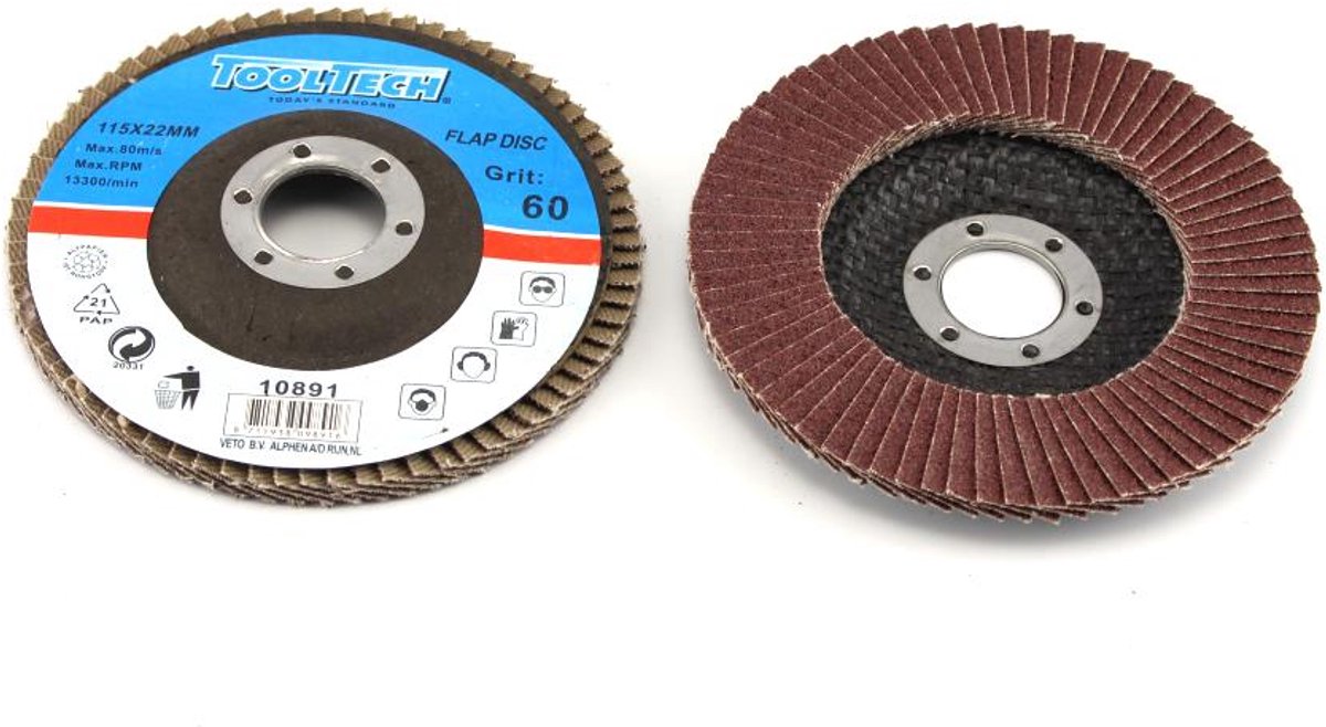 Lamellenschijf 115 mm K60 – Aluminium Oxide Schuurschijf voor Haakse Slijper – TOOLTECH