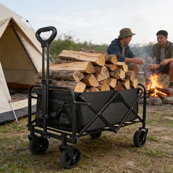 Brandistry - Bolderkar - Bolderkar Opvouwbaar - Campingwagen - Waterdicht - Lichtgewicht - Scheurbestendig - 100L - Zwart van Brandistry — afbeelding 5