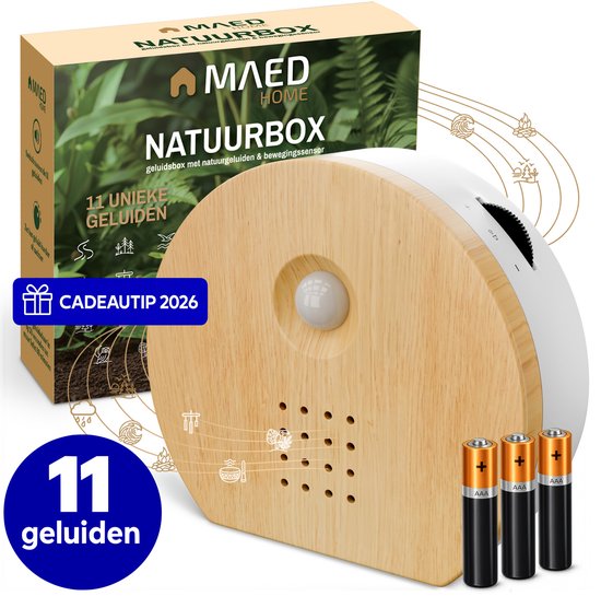 Vogelhuisje Met Geluid – 11 Natuurlijke Geluiden – Vogelgeluiden Huisje Met Sensor – Geluidshuis – Vogelgeluiden Huisje Voor op Toilet – Incl. Batterijen – Eikenhout – MAED Home ®