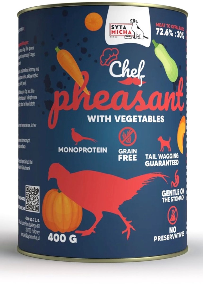 Syta Micha Syta Micha Chef Serie - Honden Natvoer - Bażant Met Groenten - 12x400g - Hoogwaardige Ingrediënten