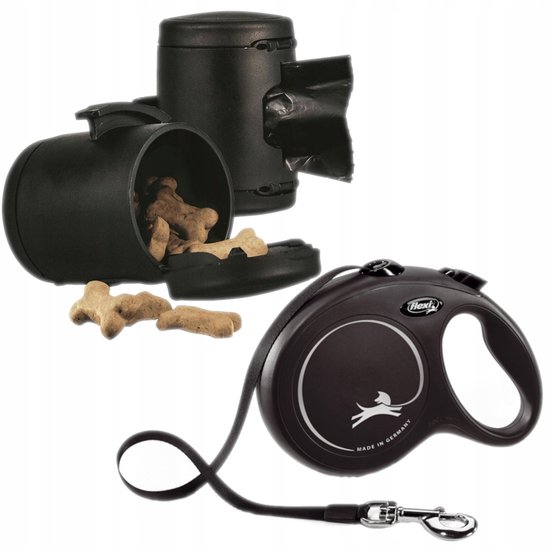 Flexi Rollijn New Classic Tape - Large 8 m - Hondenriem - Zwart - Actieve en Grote Honden