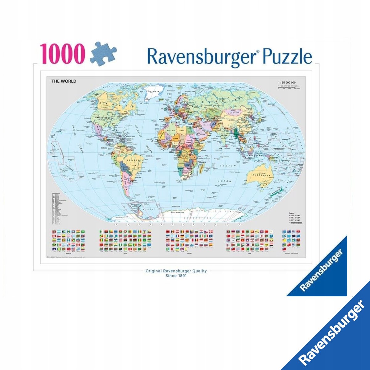 Ravensburger Premium 1000 Stuk Politieke Wereldkaart Puzzel