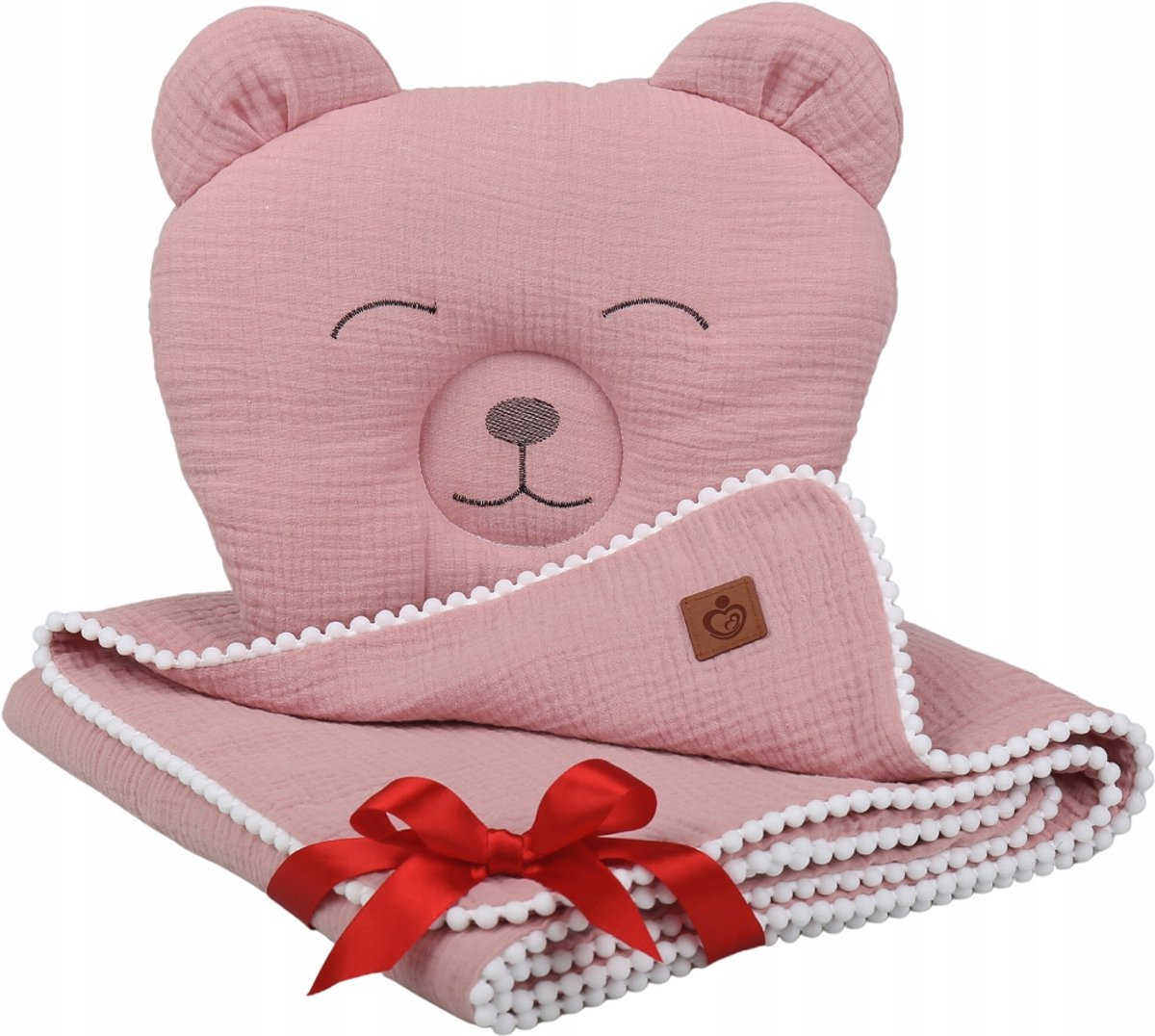 Babymam Muslin Dekentje met Beer Knuffel - Roze Set