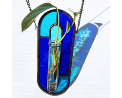 Glas Plant Kweekstation - Plantenbak - Planten Vermeerderen - Handgemaakt Glas-in-lood - 7 x 2.5 Inch - Meerdere Kleuren